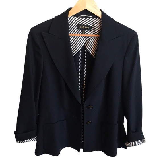 Escada Jackets & Blazers - 🎉HP🎉 Escada | navy virgin wool 2 button blazer